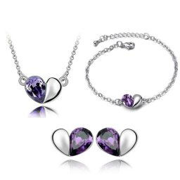 Austrian Crystal SW set Hearts Dark Violet