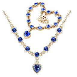Austrian Crystal SW set náhrdelník + náramok Gold Dark Blue