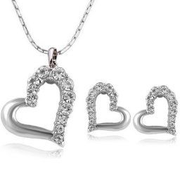 Austrian Crystal SW set srdce strieborný Clear
