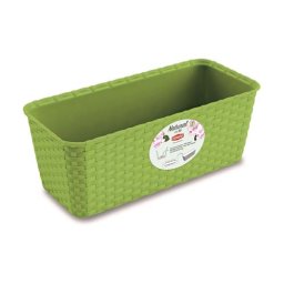 STEFANPLAST Samozavlažovací plastový hrantík Rattan 30x13x11cm zelený