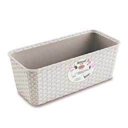 STEFANPLAST Samozavlažovací plastový hrantík Rattan 40x15,5x13,5cm biely