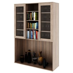 Kondela Skrinka na TV, 135cm, sklo, dub sonoma, DUNAJ