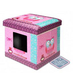 EBI D&D CAT-OTTOMAN PINK 38x38x38cm Domček a taburet