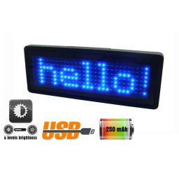 LED menovka programovateľná modrá 9,3 cm x 3,0 cm