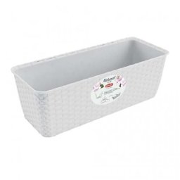STEFANPLAST Samozavlažovací plastový hrantík Rattan 50x18x16cm biely