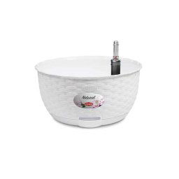STEFANPLAST Natural samozavlažovací kvetináč DELUXE +self-watering system 30cm biele s ocelovým lankom na zavesenie