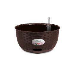 STEFANPLAST Natural samozavlažovací kvetináč DELUXE +self-watering system 30cm hnedý s ocelovým lankom na zavesenie