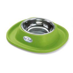 COBBYS PET Soft Touch INOX 28x28x5,5cm držiak z gumy s nerezovou miskou 0,6l