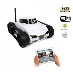 Špionážna HD kamera v RC pásovom aute s online prenosom a nahrávaním obrazu do mobilu