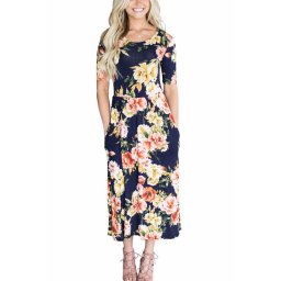 Dámske šaty Floral - tmavomodré
