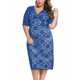 Plus size midi šaty - modré