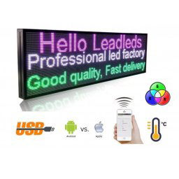 LED textový panel WIFI + USB + teplotný senzor - Farebný RGB 100 cm x 27 cm