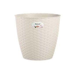 STEFANPLAST Biely plastový kvetináč Rattan - priemer 24cm 6,2l