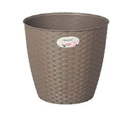 STEFANPLASTSivý plastový kvetináč Rattan - priemer 24cm 6,2l