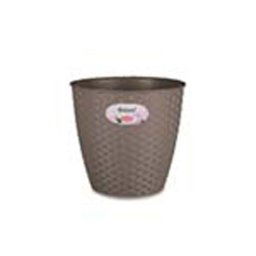 STEFANPLAST Sivý plastový kvetináč Rattan - priemer 29cm 12,5l