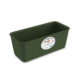 STEFANPLAST Samozavlažovací plastový hrantík Rattan 30x13x11cm tmavý zelený