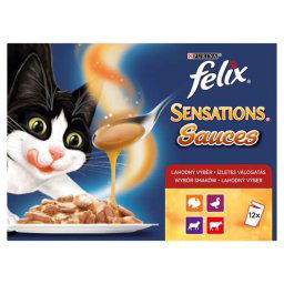 FELIX Sensations Sauces 12x100g Lahodný výber s hovädzím, jahňacím, morkou a kačicou