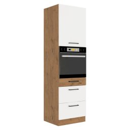 Kondela Vysoká skrinka na rúru, 60cm, biely lesk, dub lancelot, VEGA 60 DPS-210 3S 1F