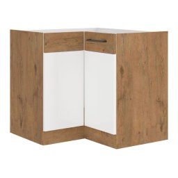 Kondela Spodná skrinka rohová, 83cm, biely lesk, dub lancelot, VEGA DN 1F BB