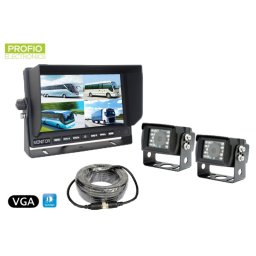 VGA Parkovací set 7" LCD monitor + 2x vodeodolná kamera s uhlom 150°