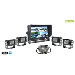 VGA Parkovací systém 7" LCD monitor+ 4x vodeodolná cúvacia kamera s uhlom snímania 150°