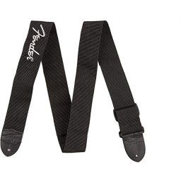 Pás na gitaru, čierny so sivým logom Fender