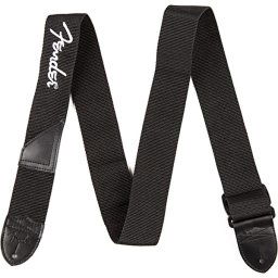 Pás na gitaru, čierny s bielym logom Fender