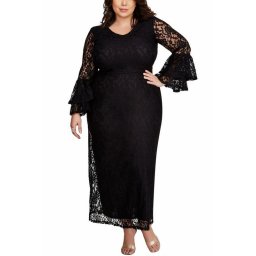 Čipkované plus size šaty - čierne