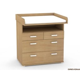 Drevona, Komoda, 87cm, zásuvková, prebalovací pult, buk, REA MICKEY