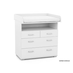 Drevona, Komoda, 87cm, zásuvková, prebalovací pult, biela, REA MICKEY