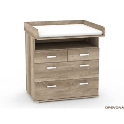 Drevona, Komoda, 87cm, zásuvková, prebalovací pult, dub canyon, REA MICKEY