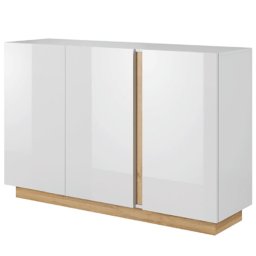 Kondela Komoda, 138cm, 3 dverová, biela, dub grandson, CITY