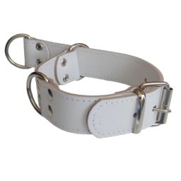 Obojok kožený sťahovací 4cm - biely