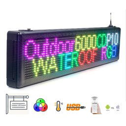 Outdoor vodeodolná Wifi LED svetelná tabula 7 farebná RGB - 103cm x 23cm
