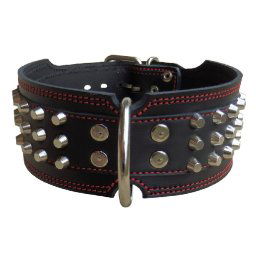 Obojok kožený 8cm + kúžele - čierny