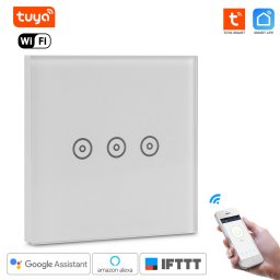 WiFi Inteligentný Dotykový vypínač 3CH bez nulový vodič Tuya Smart Life