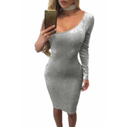 Semišové bodycon šaty - šedé