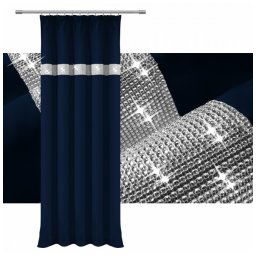 Závěs s kamínky modrý tmavý Rozměr výška 250cm x šířka 140cm