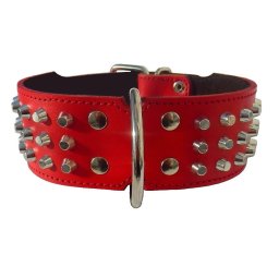 Obojok kožený 7cm + kúžele - červený