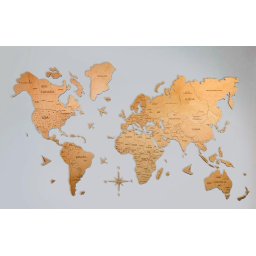 Obraz na stenu mapa sveta - Farba svetlé drevo 200 cm x 120 cm