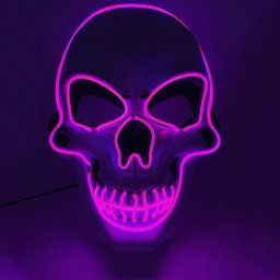 LED kukla na tvár SKULL - fialová