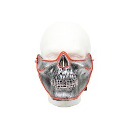 Maska na tvár svietiaca Skull LED - červená lebka.