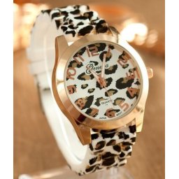 Dámske hodinky Geneva Leopard - biele