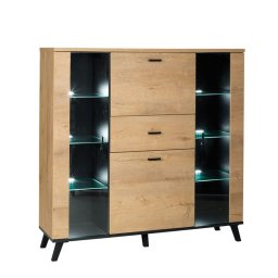 Kondela Komoda, 131cm, kombinovaná, dub lefkas, čierna, SIRAN TYP 3