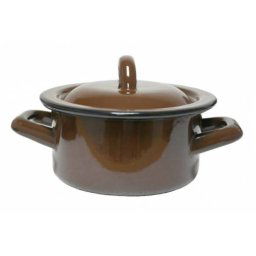 Kastrol 12cm/0,5L s pokrievkou, smalt, hnedý
