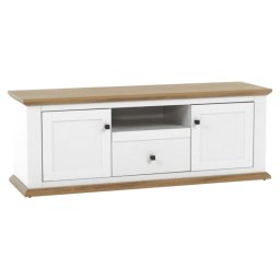 Kondela RTV stolík, 150cm, biely, dub grand, LEON MZ15