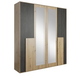 Kondela Skriňa so zrkadlom 2D, dub artisan/čierna borovica nórska, BAFRA