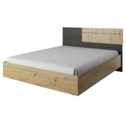 Kondela Posteľ, dub artisan/čierna borovica nórska, BAFRA