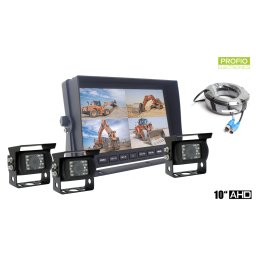 Cúvací AHD set LCD HD monitor do auta 10" + 3x HD kamera s 18 IR LED