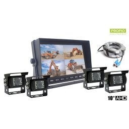 Pracovný parkovací set LCD HD monitor do auta 10" + 4x HD kamera s 18 IR LED